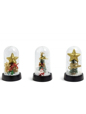 Yılbaşı Temalı Işıklı Dekoratif Cam Fanus - Model 10