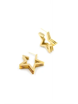 Yıldız Çelik Küpe - Altın