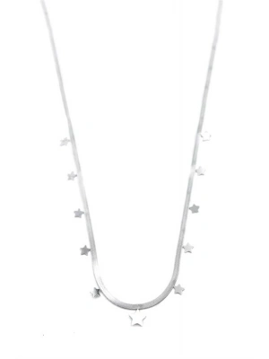 Yıldız Ezme Zincir Kolye - 45cm - Gümüş