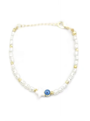 Yıldız İnci Bileklik - Beyaz