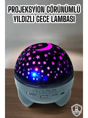 ® Yıldız Yansıtmalı Projeksiyon Gece Lambası Şarjlı Taşınabilir