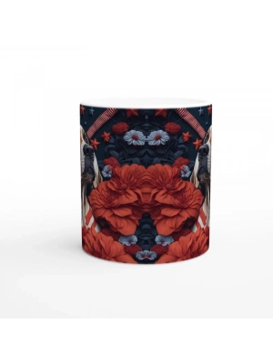 Yıldızlar ve Çiçekler Arasında Asil Köpek Temalı Baskılı Kupa Bardak