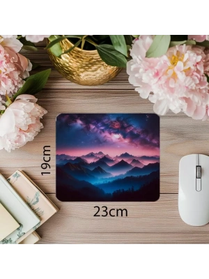 Yıldızlı Gökyüzü ve Dağlar Mousepad - 19x23 cm 2 mm Dikdörtgen İthal Baskılı Mouse Pad