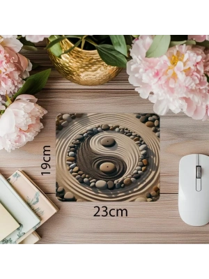 Yin Yang Zen Bahçesi Mousepad Tasarımı - 19x23 cm 2 mm Dikdörtgen İthal Baskılı Mouse Pad