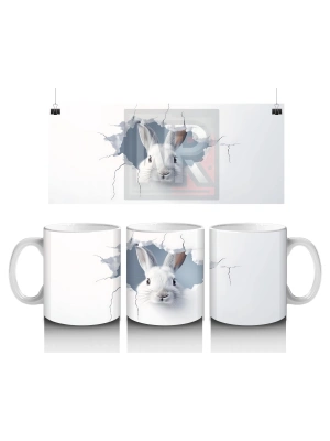 Yırtık Desen Arasından Çıkan Bembeyaz Tavşan – Baskılı Kupa