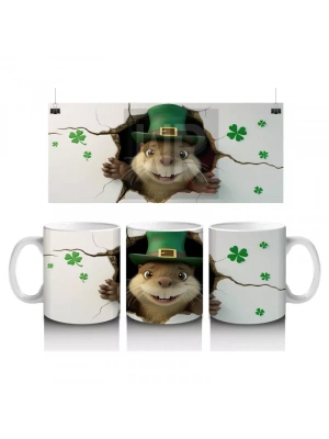 Yonca Desenli Şapkalı Fare – Baskılı Kahve Kupası