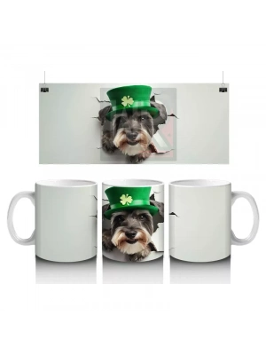 Yonca Yapraklarıyla Süslenmiş Tatlı Köpek – Baskılı Kahve Kupası