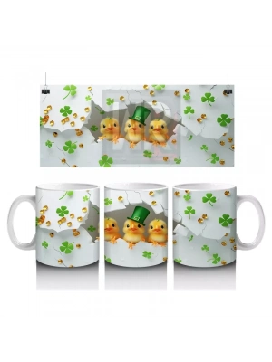 Yoncalarla Kaplı Tatlı Civciv Kompozisyonu – Baskılı Kahve Kupası