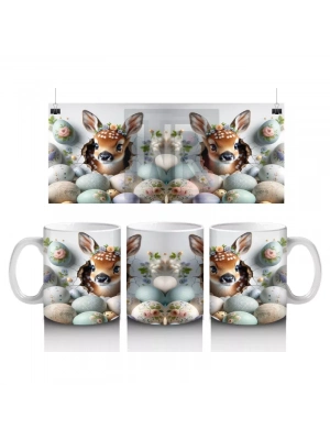 Yumurta Kabuklarından Bakan Sevimli Ceylanlar – Baskılı Kahve Kupası