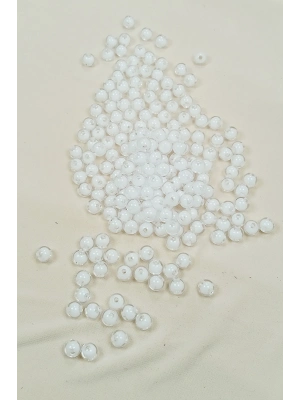 Yuvarlak Boncuk İçten Boncuklu Bileklik Çanta Boncuğu 8 mm 50 gr Beyaz - BNC470