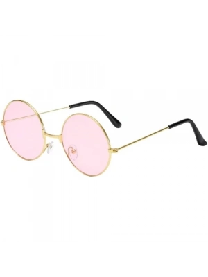 Yuvarlak Cam John Lennon Tarzı Gold Pembe Gözlük