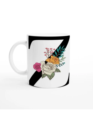 Z Harfi Çiçek Detaylı Kupa Bardak