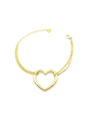 Zincir Kalp Bileklik - Altın