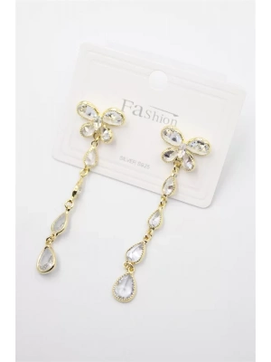 Zirkon Taşlı Küpe - Altın