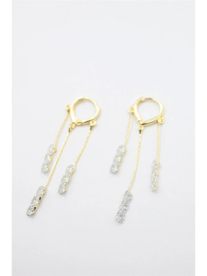 Zirkon Taşlı Küpe - Altın