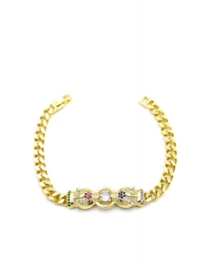 Zirkon Taşlı Leopar Bileklik - Altın