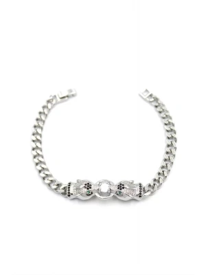 Zirkon Taşlı Leopar Bileklik - Gümüş