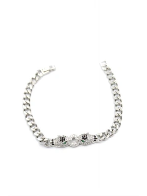 Zirkon Taşlı Leopar Bileklik - Gümüş