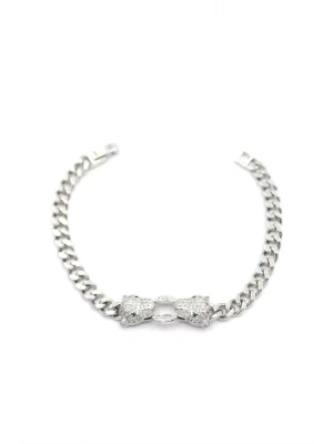 Zirkon Taşlı Leopar Bileklik - Gümüş