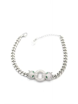 Zirkon Taşlı Leopar Bileklik - Gümüş