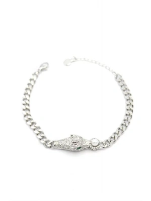 Zirkon Taşlı Leopar Bileklik - Gümüş