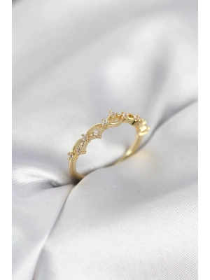 ® Zirkon Taşlı Pirinç Gold Renk Kadın Yüzük