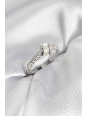 ® Zirkon Taşlı Sedefli Gümüş Renk Kadın Yüzük