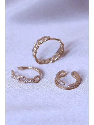 ® Zirkon Taşlı Zincir Model Küpe Seti