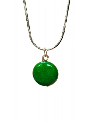 Zümrüt Doğal Taşı Zincirli El Yapımı Kolye Uç: 1,5 cm Zincir: 20 cm Kutulu