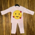 3-12 aylık emoji detalı takım pembe