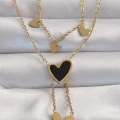 316L Çelik Gold Renk Mineli Çoklu Kalp Kolye