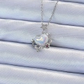 BFS 316L Çelik Zincir Gümüş Renk Zirkon Taşlı Gezegen Görünümlü Kalp Kolye