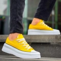 KB-CX-3 Kuback Kısa Sarı Keten Beyaz Yüksek Taban Spor Ayakkabı