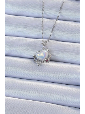 ® 316L Çelik Zincir Gümüş Renk Zirkon Taşlı Gezegen Görünümlü Kalp Kolye