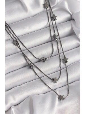 ® Pirinç Füme Renk 3Lü Yıldız Model Kadın Kolye