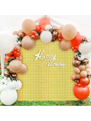 Ekstra Metalize Altın Renk Disko Dikdörtgen Kesim Kapı Perdesi Dekorasyon 1x2 Metre