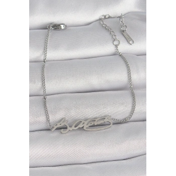 316L Çelik Gümüş Renk Atatürk İmza Model Kadın Bileklik