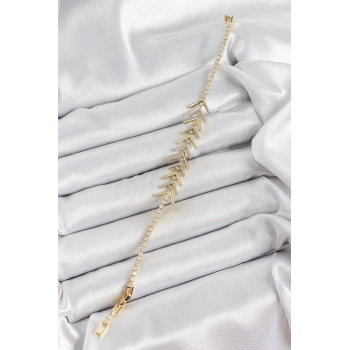 ÇOK SATAN BFS Pirinç Gold Renk Zirkon Taşlı Balık Sırtı Kadın Bileklik