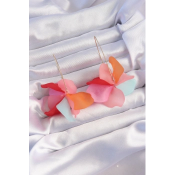 ÇOK SATAN BFS Pirinç Karışık Soft Renkli Flora Küpe