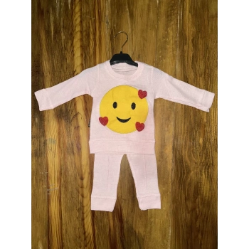 TAVSİYE EDİLEN GÜVENLİ SATICI 3-12 aylık emoji detalı takım pembe
