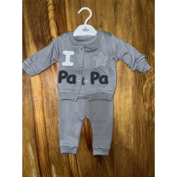 TAVSİYE EDİLEN GÜVENLİ SATICI 3-12 aylık üçlü kolej ceketli takım gri