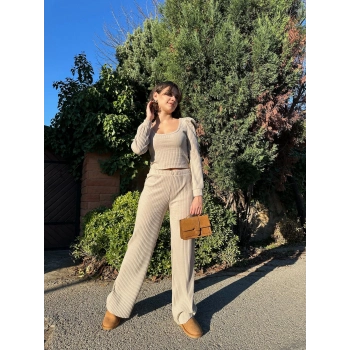 TAVSİYE EDİLEN GÜVENLİ SATICI Fitilli prenses kol alt üst takım bej