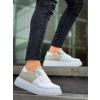 TAVSİYE EDİLEN GÜVENLİ SATICI KB-X155 Kuback Beyaz Cilt Gri Süet Detaylı Beyaz Yüksek Taban Günlük Spor Ayakkabı