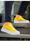 KB-CX-3  Kısa Sarı Keten Beyaz Yüksek Taban Spor Ayakkabı