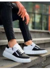 KB-X155  Siyah Cilt Beyaz Cilt Detaylı Beyaz Yüksek Taban Günlük Spor Ayakkabı