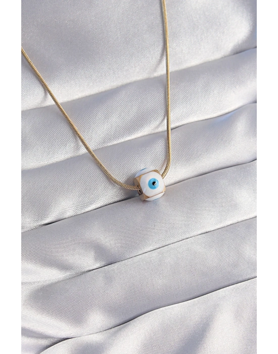 ® 316L Çelik Gold Renk Mineli Nazar Model Kolye