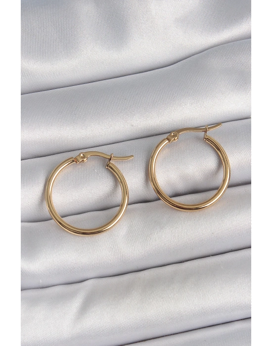 ® 316 Çelik Gold Renk 22mm Kadın Halka Model Kadın Küpe