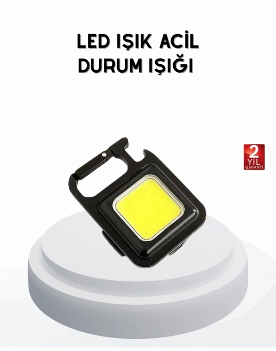 ® Mini 800 Lümen LED El Feneri – USB Şarjlı, 3 Kademeli Işık, Şişe Açacaklı Taşınabilir Tasarım
