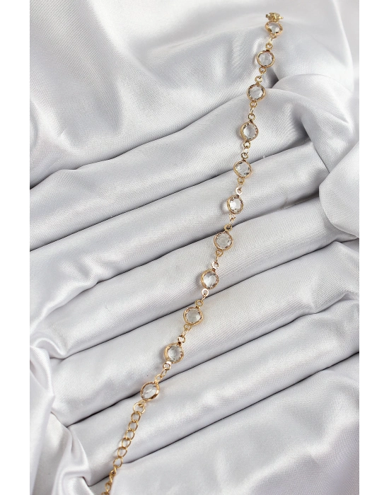 ® Pirinç Gold Renk Zirkon Taşlı Kadın Bileklik