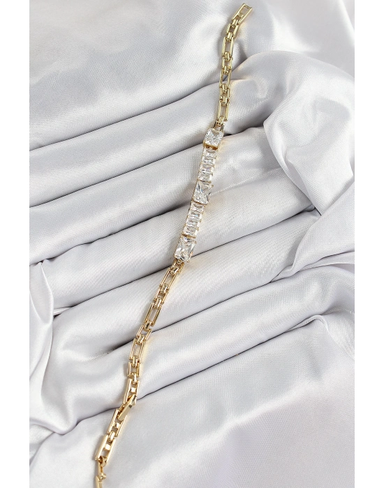 ® Xuping Pirinç Parçalı Su Yolu Model Gold Renk Kadın Bileklik